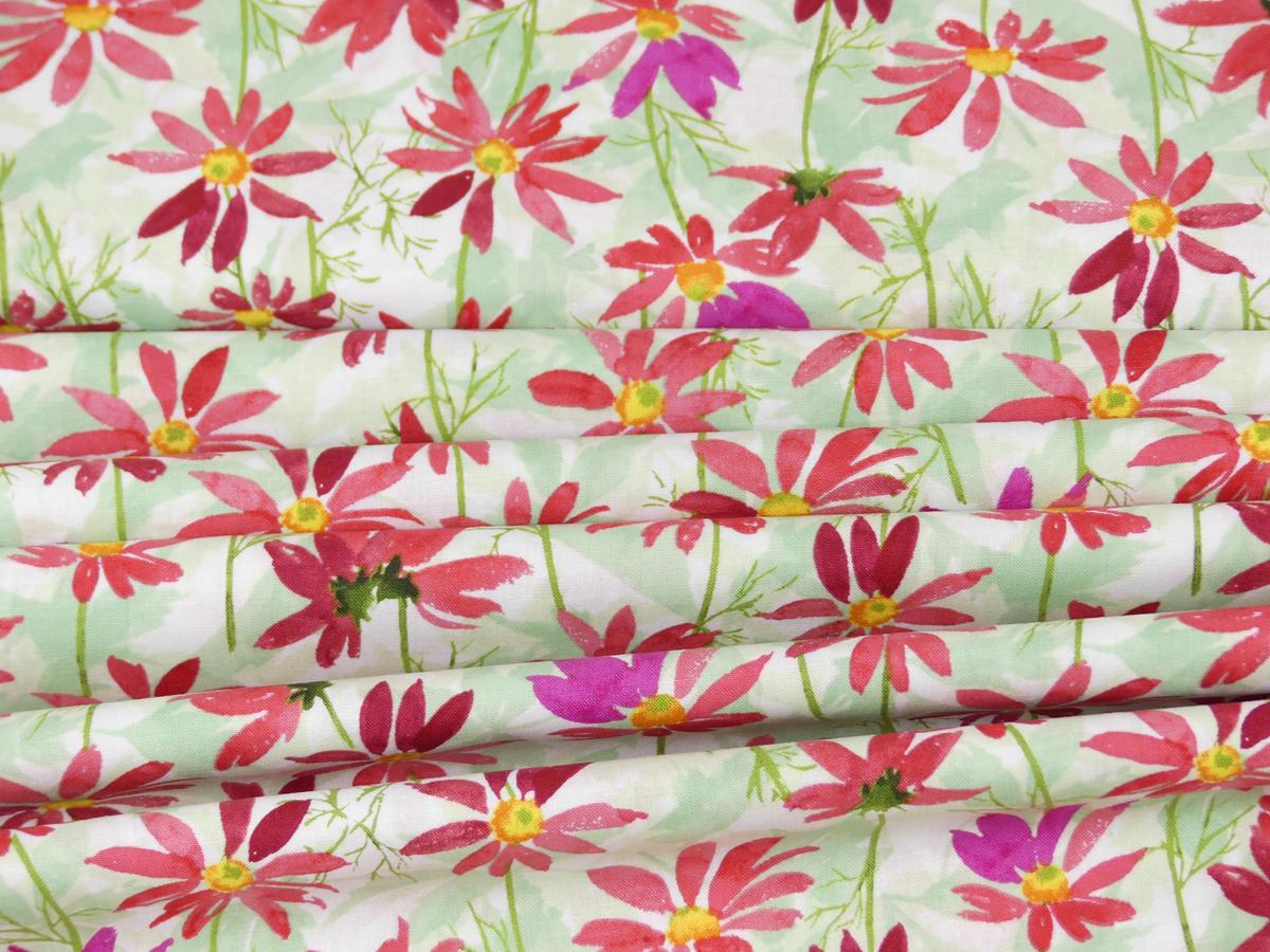 Patchworkstoff von Clothworks Kollektion Flowershop Blumen rot Faltenwurf